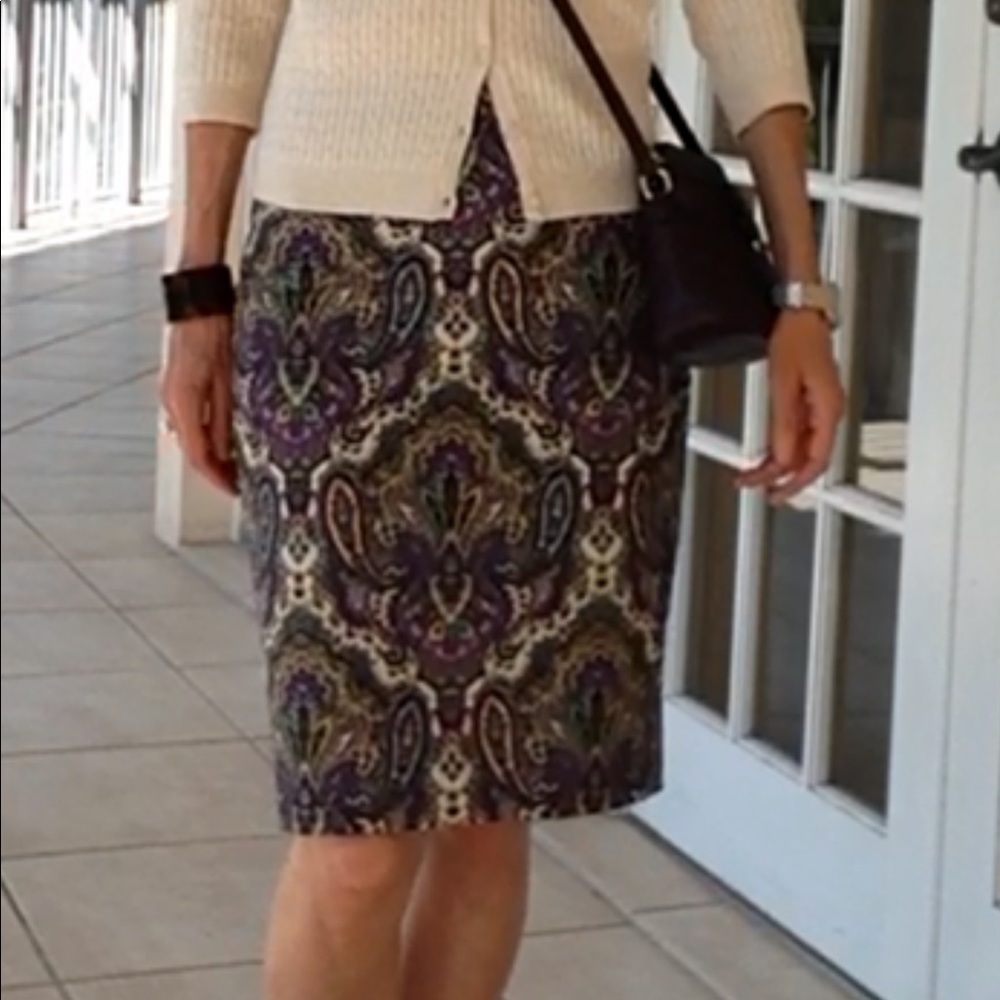 J. Crew "No. 2 Pencil Skirt" W/ Paisley Print Sz 4